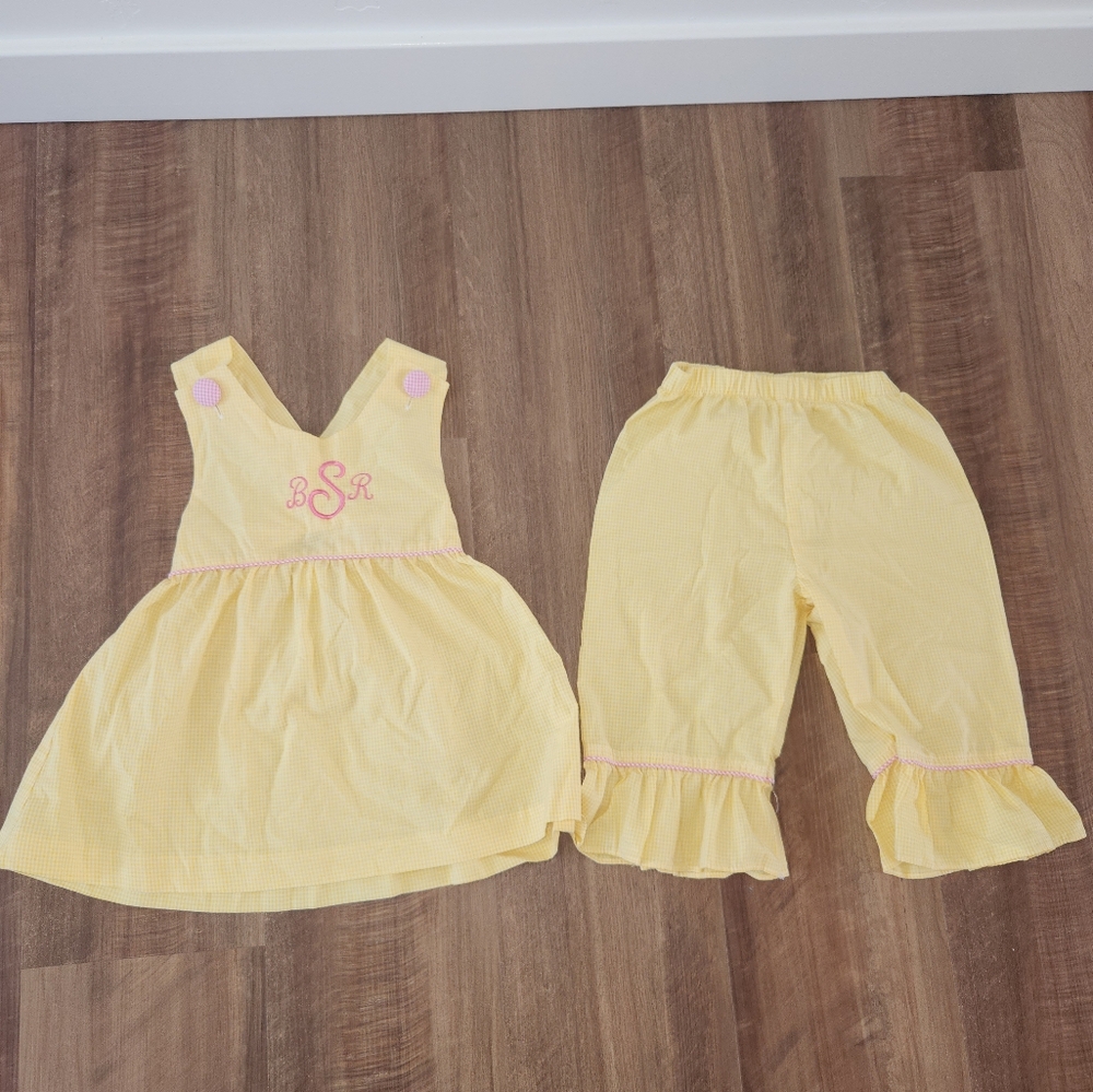 Adorable Yellow Girls Set Monogrammed with letter B